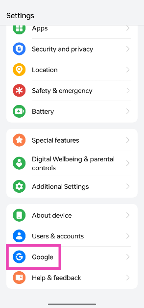 Step 1: Go to Settings and select Google.