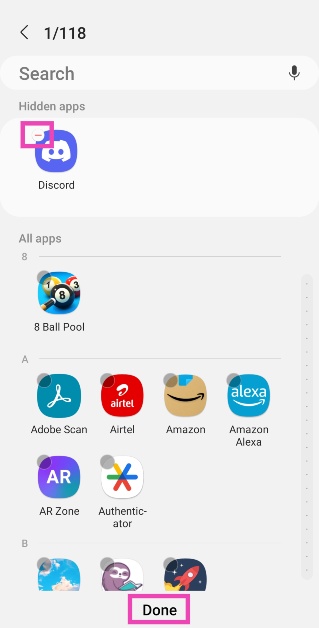 Step 4: Tap the minus sign on the app that you want to unhide. Here are the top 4 ways to find & access hidden apps on your Android smartphone.