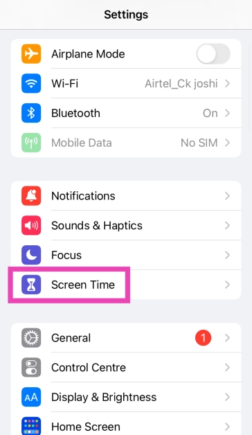 Step 1: Go to Settings and select Screen Time.