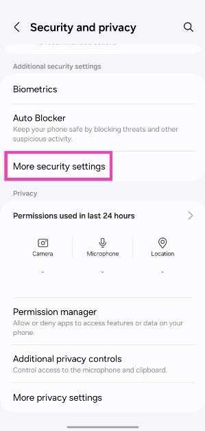 Step 2: Tap on More security settings.
