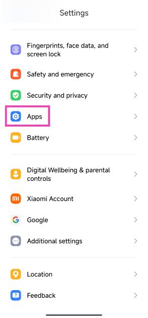 Step 1: Go to Settings and select Apps.