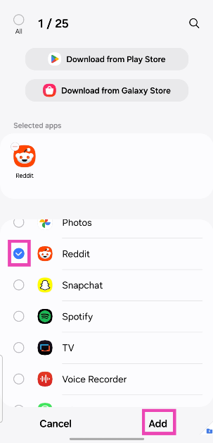 Step 8: Once an app has been selected, hit Add.