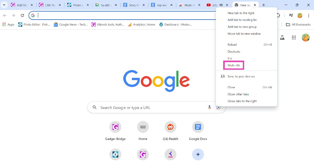 Step 1: Right-click on the tab playing the audio.