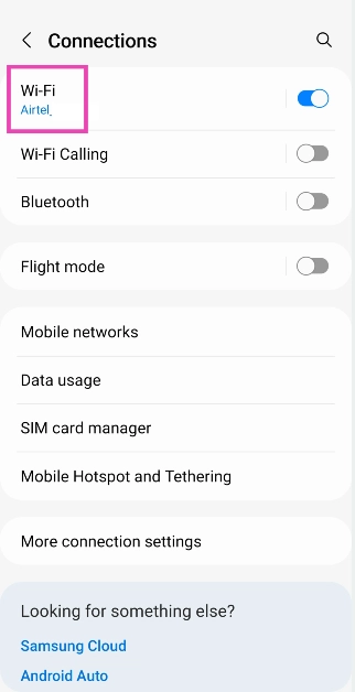 Step 2: Tap on WiFi.
