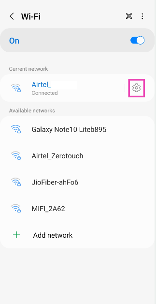 Step 3: Tap the gear icon next to the connected network. Connect to Your Home wifi Router as an Administrator (2024)
