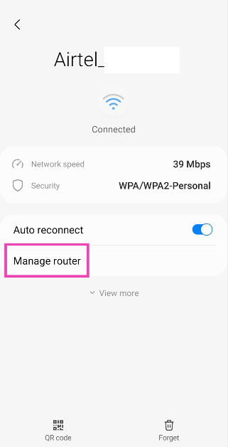 Step 4: Select Manage Router. Connect to Your Home wifi Router as an Administrator (2024) login router admin