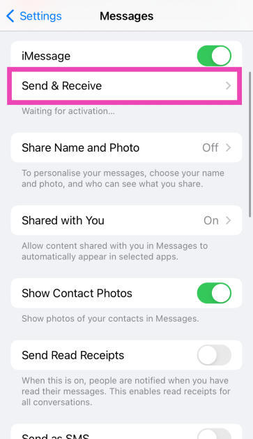 Step 2: Tap on Send & Receive.