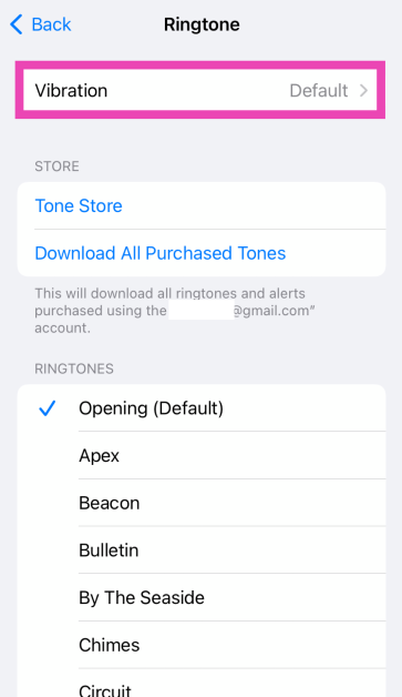 Step 3: Tap on Vibration.