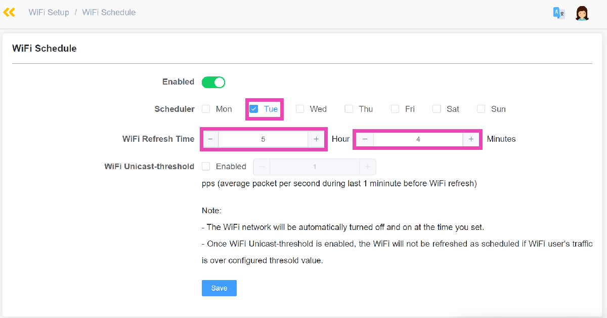 Step 5: Select the day on which you want the router to reboot.