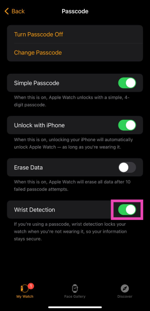 Step 3: Turn off the toggle switch for Wrist Detection. Top 2 Ways to Turn Off Wrist or disable Detection on Apple Watch or watch app (2024)