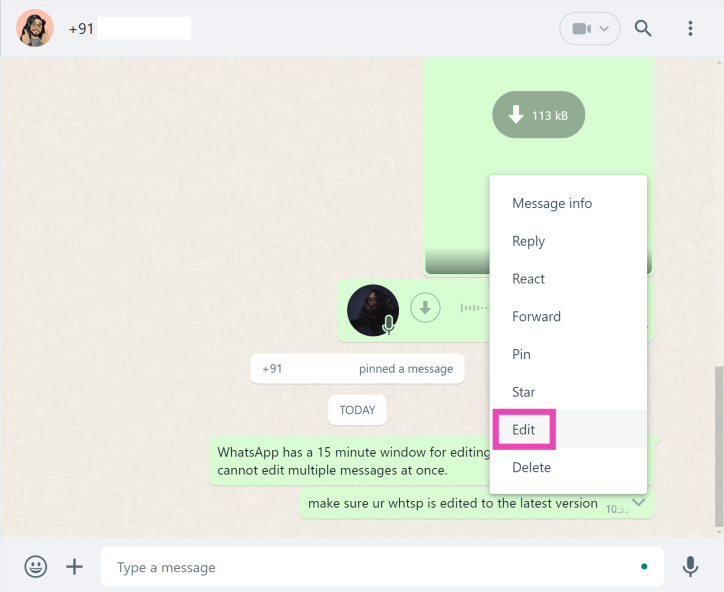Step 4: Select Edit from the list of options.