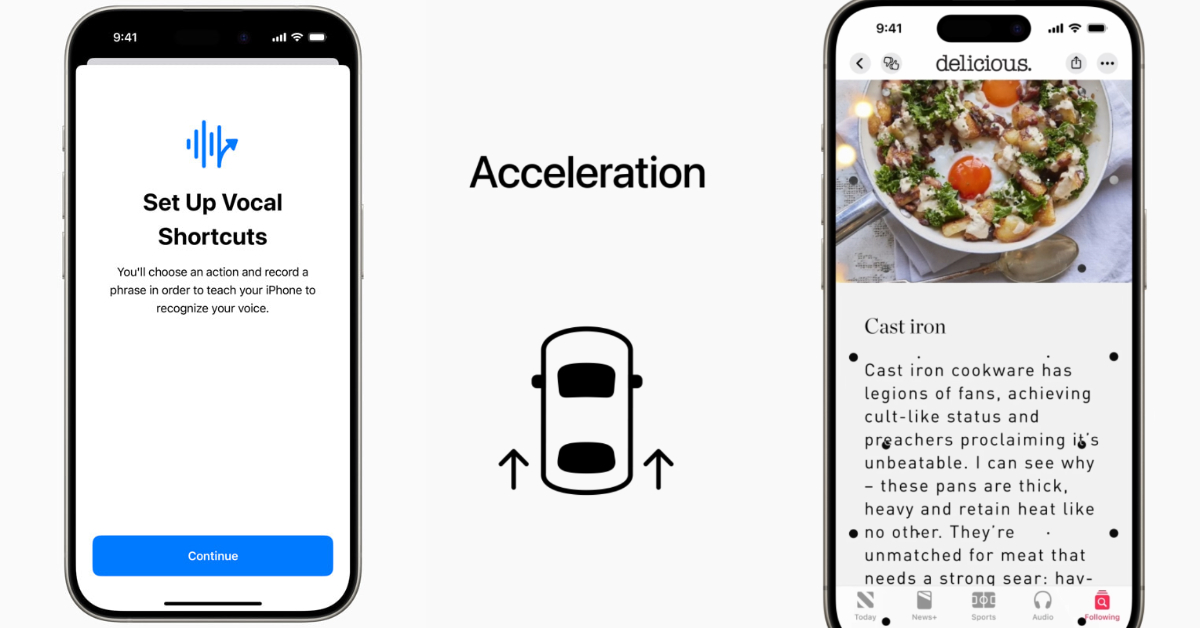Apple released new accessibility features including Eye Tracking, Music Haptics, and Vocal Shortcuts for iPhone and iPad