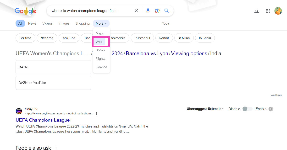 Step 3: Select Web.