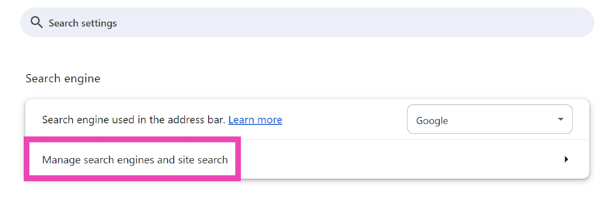 Step 2: Select the Search engine tab in the sidebar.