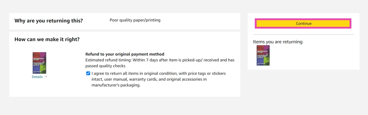 Step 4: Select the reason for return and hit Continue. Top 3 Ways To Contact Amazon Customer Care (2024)