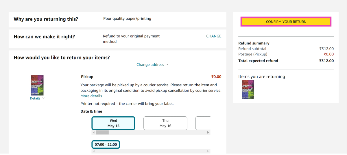 Step 6: Set a date and time for the pickup and select Confirm Your Return. Top 3 Ways To Contact Amazon Customer Care (2024)