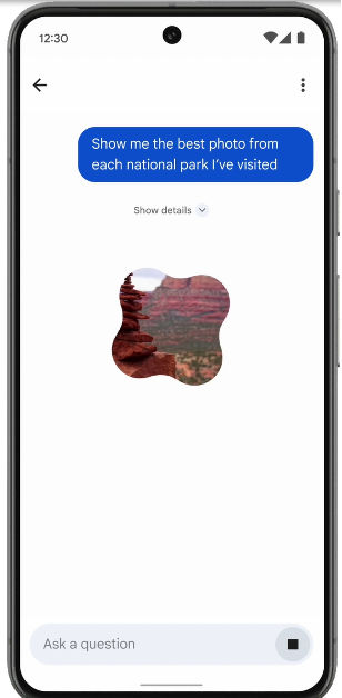 Step 3: Enter your prompt in the text field. For example, you can ask Gemini to compile pictures from a recent trip, pictures with your pets in them, pictures in which you’re wearing a red shirt and more things along those lines.