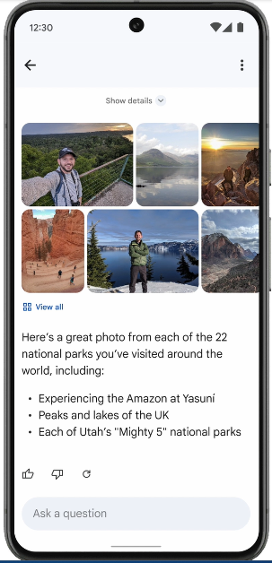 Step 4: Gemini AI will take a few seconds to go through your photo gallery and come up with relevant results.