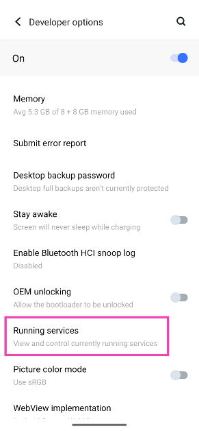Step 5: Tap on Running Services. Top 3 ways to stop an Android app from running in the background (2024)