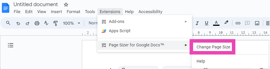 Step 5: Now, go to Extensions>Page Sizer>Select page size. Top 3 ways to change the page size on Google Docs? (2024)