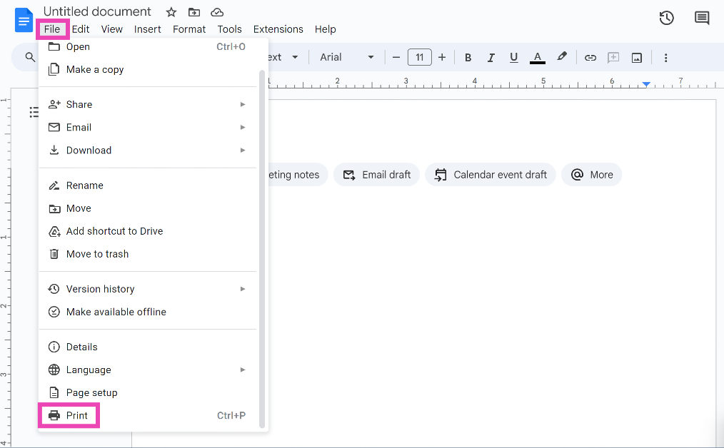 Step 2: Click on File and select Print. Top 3 ways to change the page size on Google Docs? (2024)