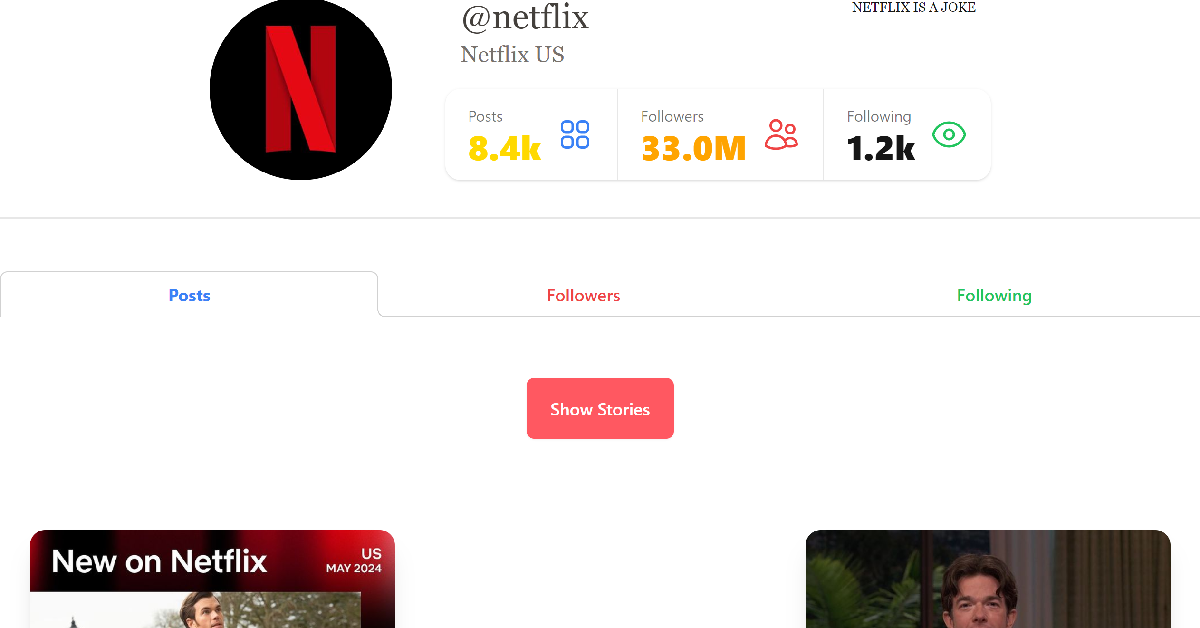 Step 4: Scroll down to view the posts. Click on Show Stories to view the current stories.
