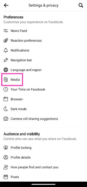 Step 3: Tap on Media.