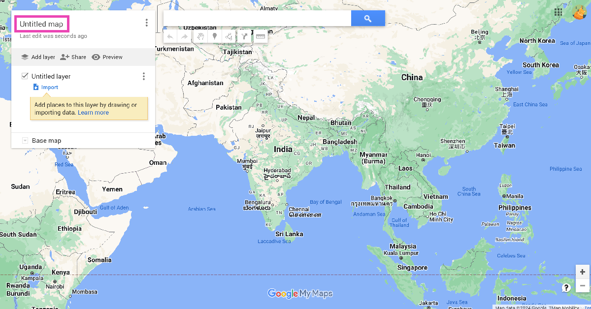 Step 3: Click on Untitled map and give your map a name and description.