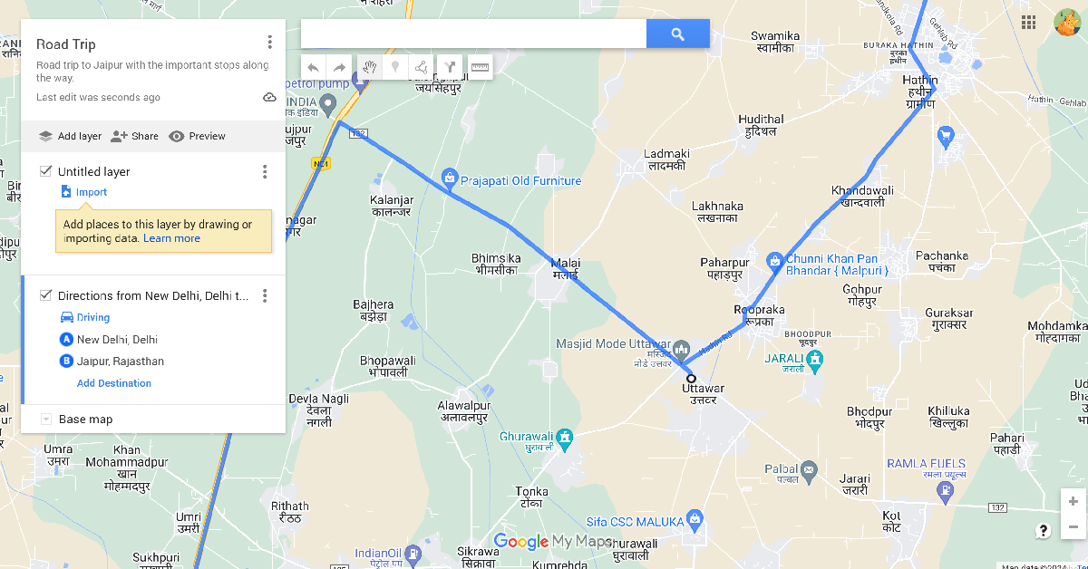 Step 7: The default route will be displayed on the map. Click on any spot on the route and drag it to your preferred location to change it. How to create a custom route on Google Maps? (2024)