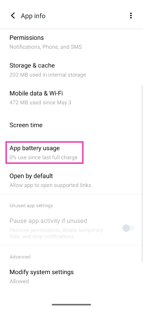 Step 3: Tap on App battery usage.