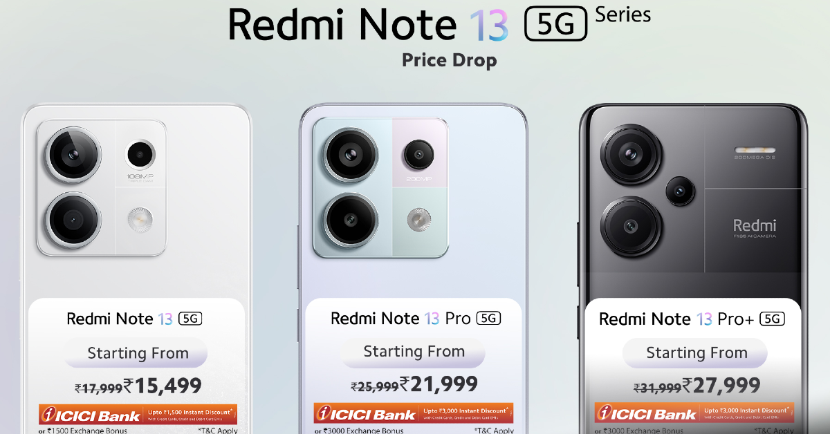 Redmi Note 13 Series price in India drops, now starts at Rs 15,499