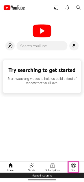 Step 2: Switch to the You tab.