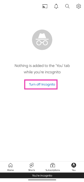 Step 3: Tap on Turn off Incognito.
