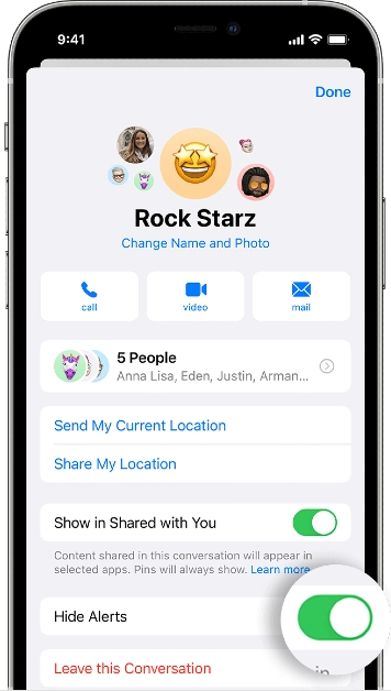 Step 4: Scroll down and turn on the toggle switch for Hide Alerts. How to leave a group text chat on your iPhone? (2024)