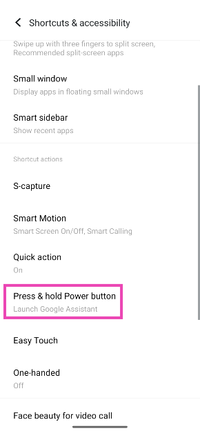 Step 2: Select Press & hold power button.