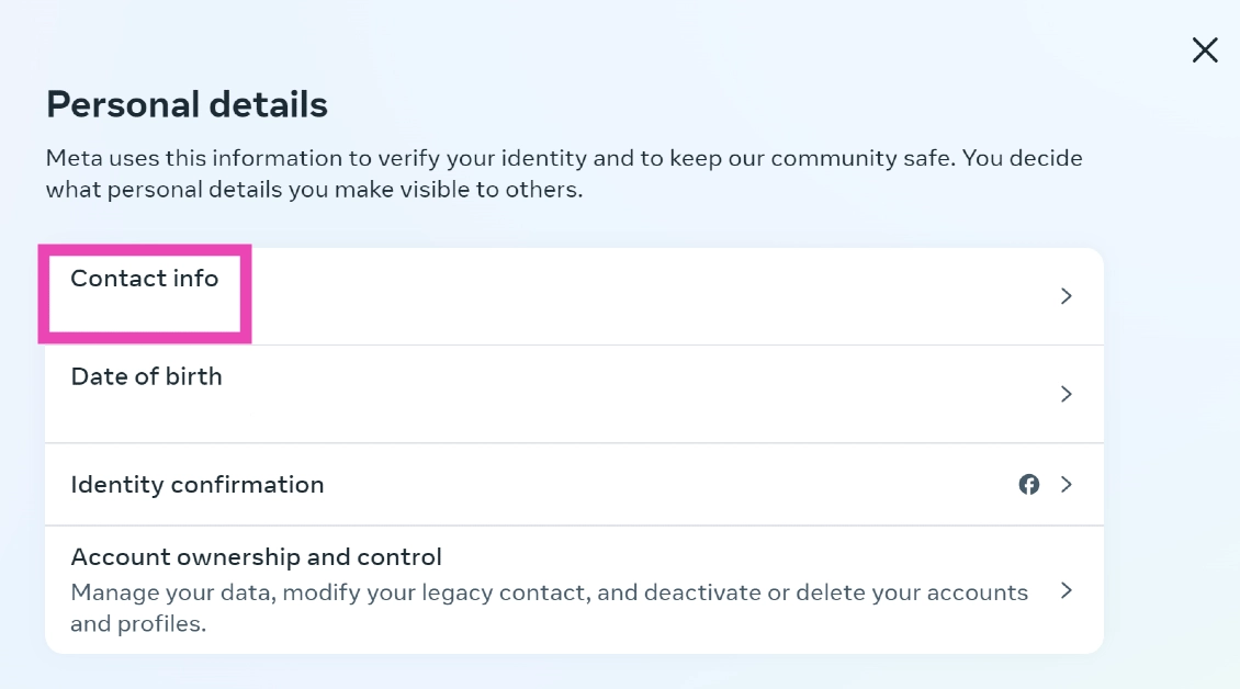 Step 5: Click on Contact info.