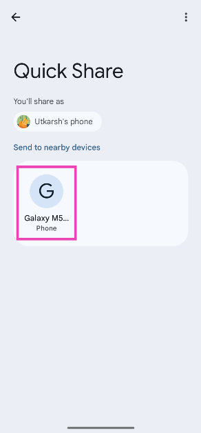 Step 7: On the device sharing the file, tap the name of the target device.
