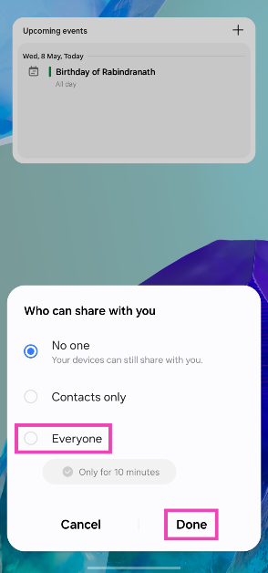 Step 6: In the ‘Who can share with you’ popup, select Everyone.