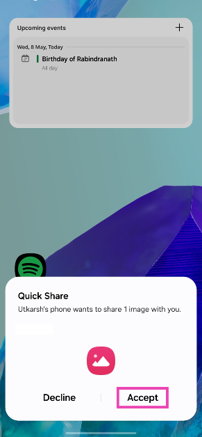Step 8: Hit Accept on the target device.