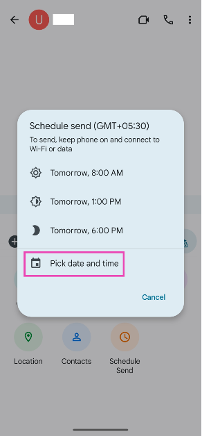 Step 6: Tap on Pick date and time.