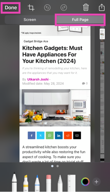 Step 3: Tap on Full Page and hit Done.