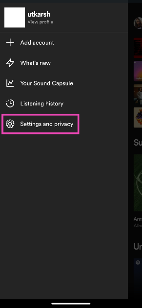 Step 3: Select Settings and privacy.