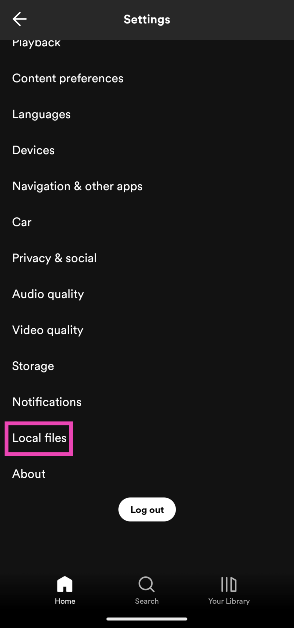 Step 4: Scroll down and tap on Local files.