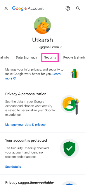 Step 3: Switch to the Security tab. Top 2 ways to turn on 2-factor authentication for your Google Account (2024)