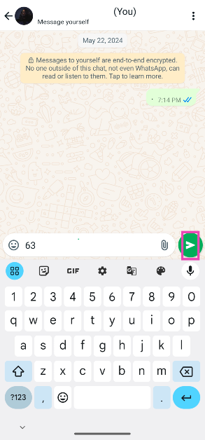 Step 2: Enter the number in the text field and hit Send.