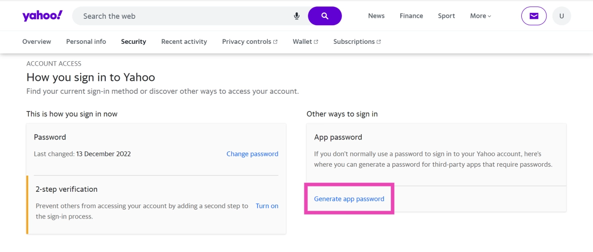 Step 2: Click on Generate app password. Top 5 Ways to Fix Yahoo Mail Not Working On iPhone (2024)