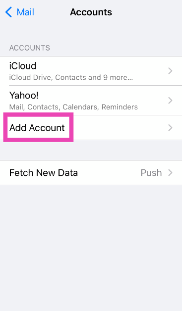 Step 5: Go back to the Accounts page and select Add Account.