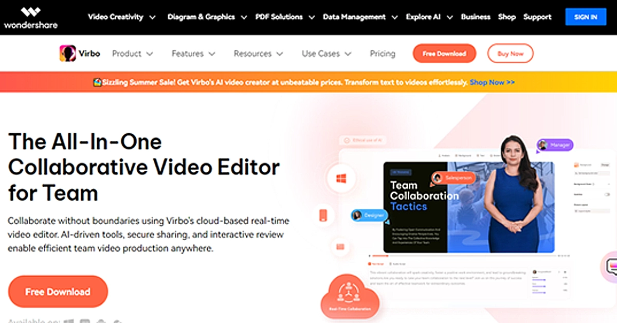 homepage of virbo website.
