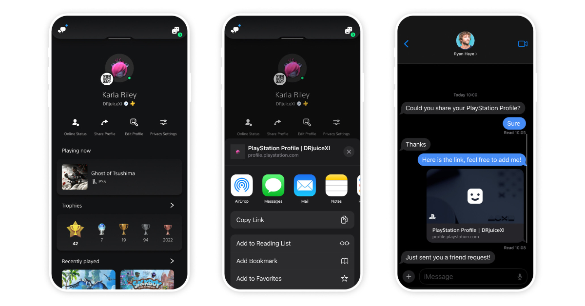 Sony is also rolling out the ability to share your PlayStation Network profile on any messaging or social app.