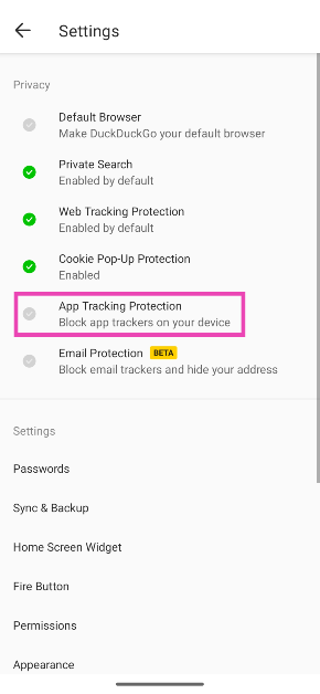 Step 4: Select App Tracking Protection.